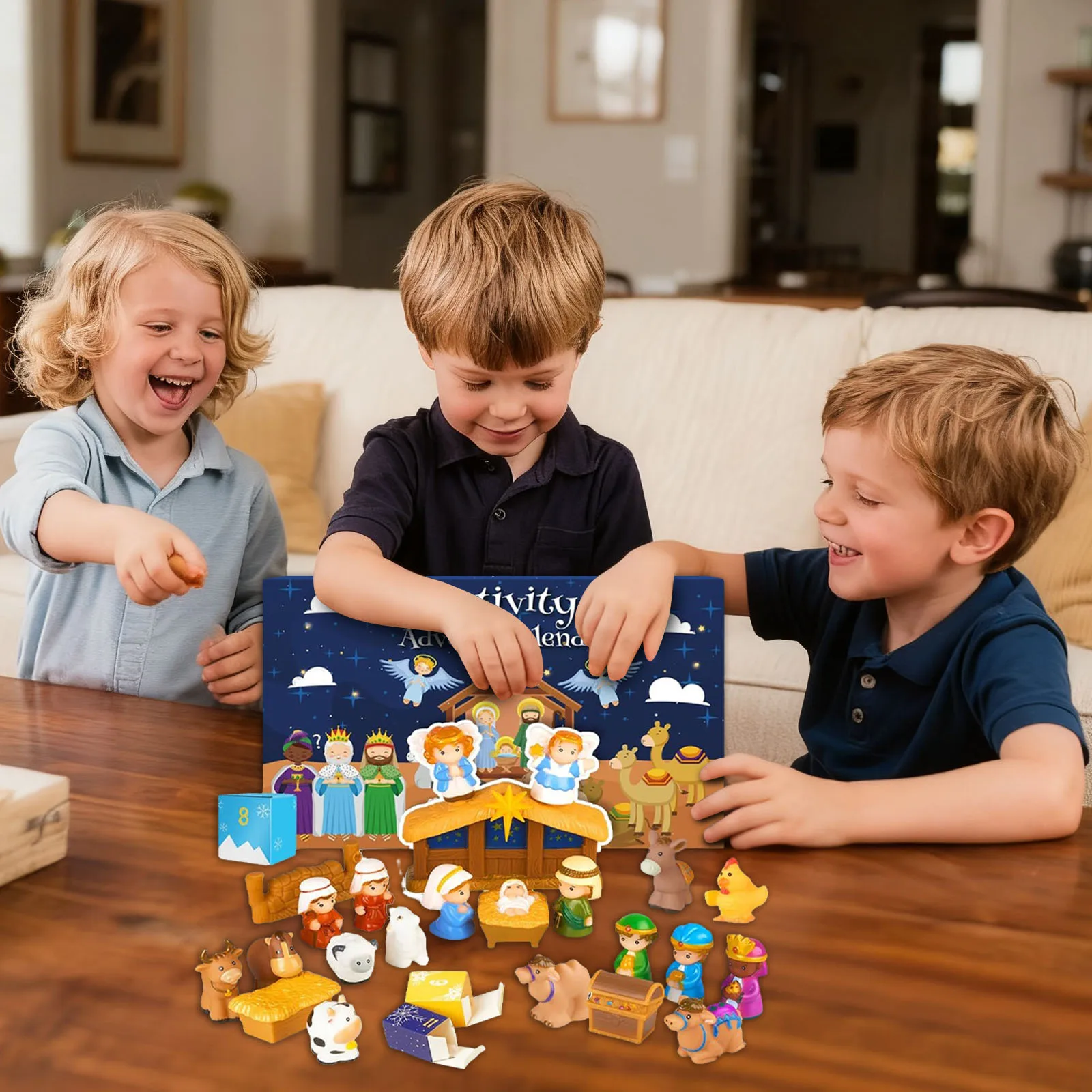 Minuterie de merde calendrier de bas 25 scène d'histoire de noël ensemble de jouets cadeau Surprise de noël compte à rebours ensemble de calendrier minuterie de cuisson