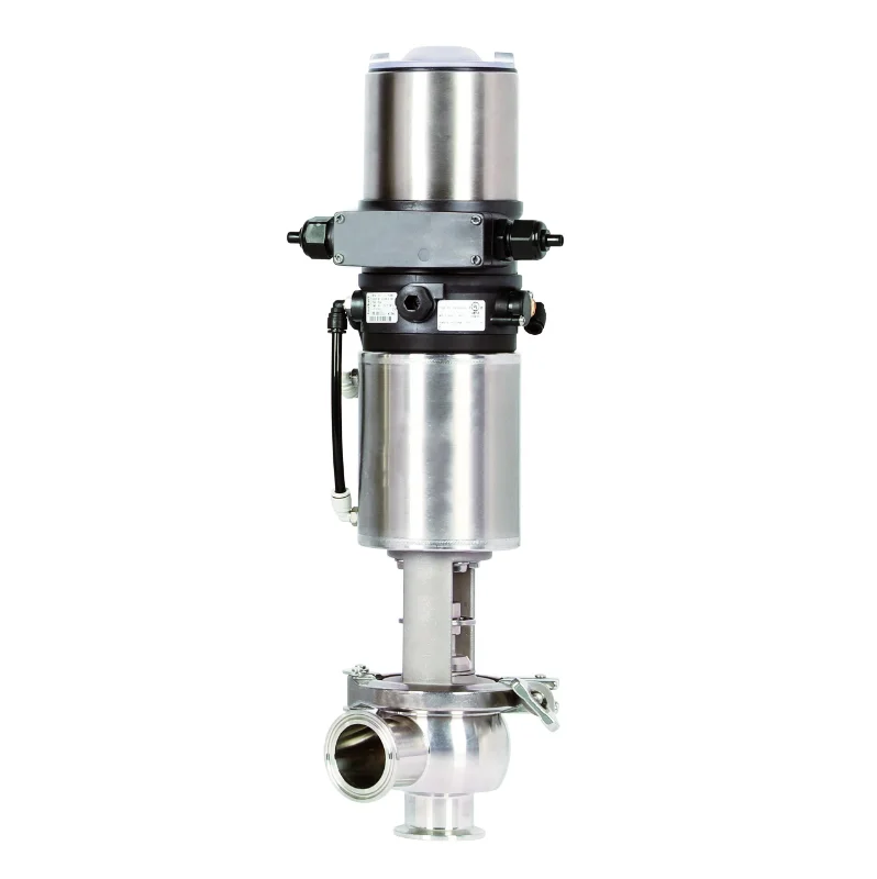 Sanitary Grade Stainless Steel Pneumatic Control Close Double Diversion Seat Regulating Valve