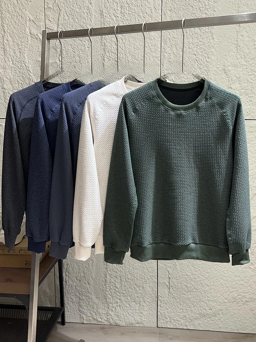 High-End Cotton Feel Skin-Friendly Men's Outdoor Casual Sport Loose Long Sleeve round Neck  Color Hoodie Trendy Spring