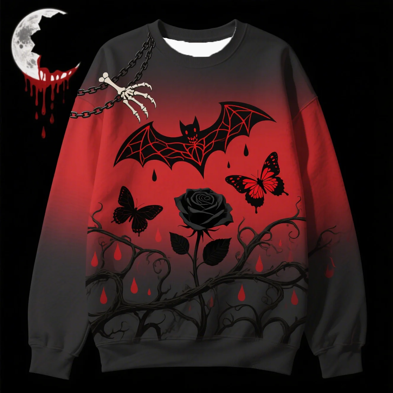 

Autumn And winter Halloween Day Of The Dead 3D Round Neck Men's Sweatshirt 3D Halloween Elements Skull Printed Unisex Pullover
