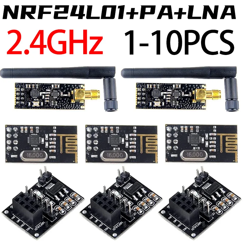 Módulo de transmisión de datos inalámbrica NRF24L01 + 2,4G, 2,4 GHz, NRF24L01, versión actualizada, NRF24L01 + PA + LNA, 1000 metros para Arduino