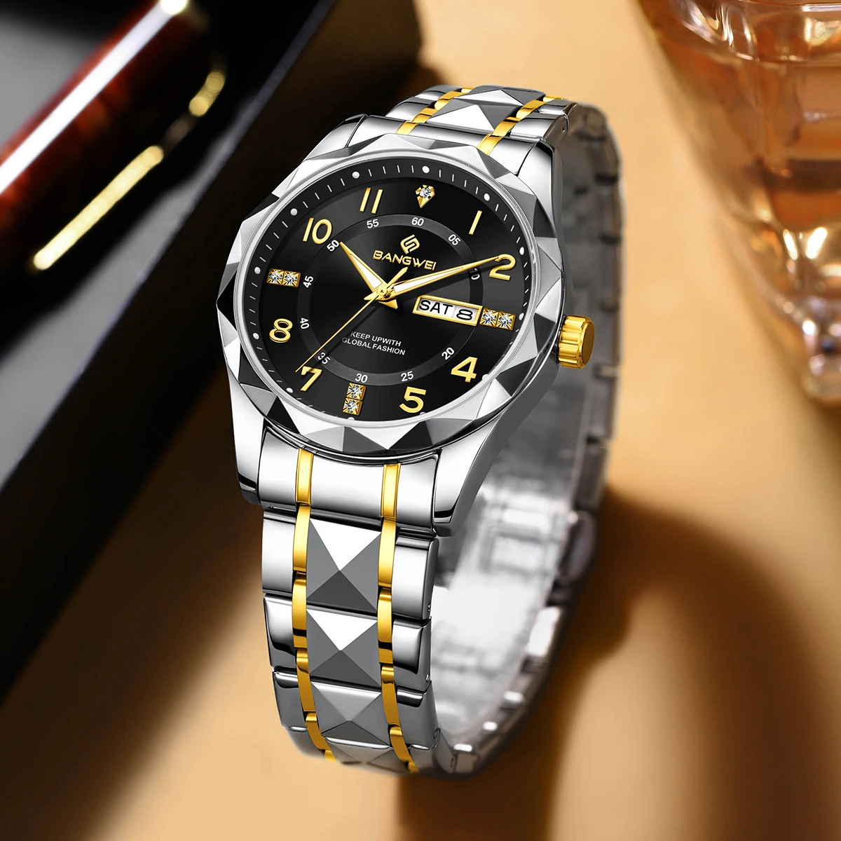 BANGWEI Fashion Men's Watches Luxury Quartz Wristwatch Waterproof Luminous Casual Watches Gift For Men Relogio Masculino+BOX