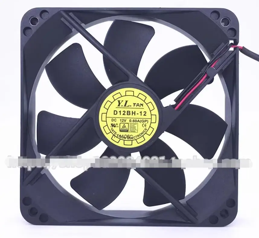 Y.L FAN D12BH-12 DC 12V 0.60A 120x120x25mm 2-Wire Server Cooling Fan