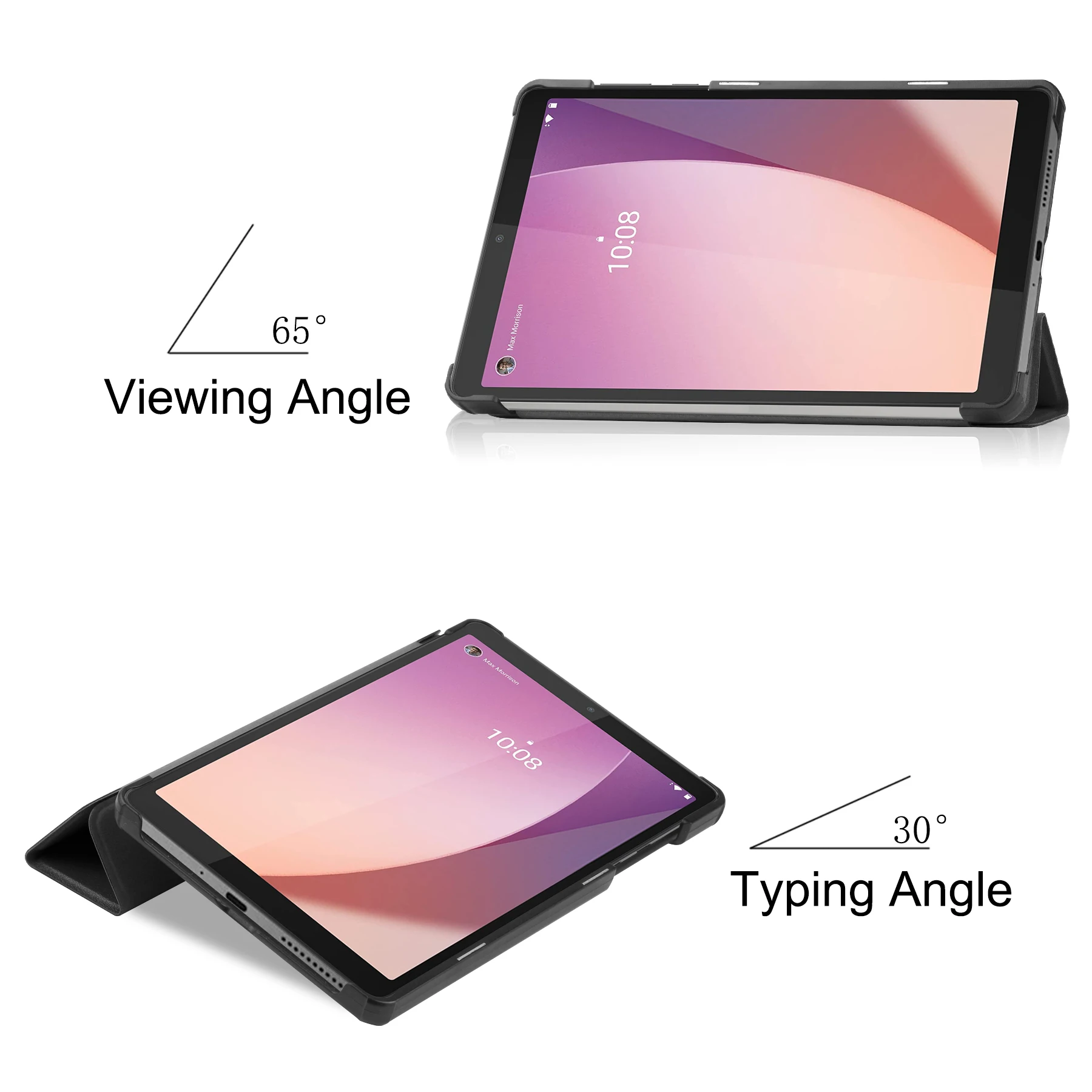 

Кожаный чехол для Lenovo Tab M8 4-го поколения TB-300FU 8-дюймовый тройной кожаный чехол с магнитной подставкой для планшета + закаленное стекло