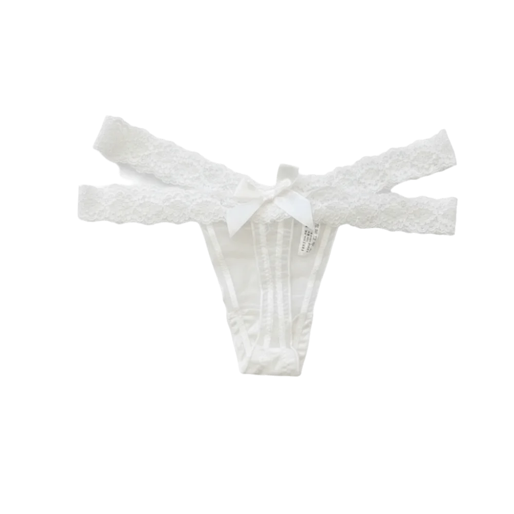Low Waist Lace Thongs Cross Belt Transparent Ladies T-back Briefs Hollow Out Lingerie See-through Panties Intimate Apparel