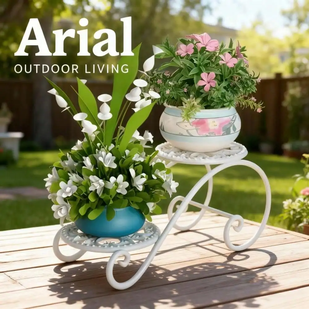 1PC 2-Tier Plant Stand, Vintage Metal Irregular Design Indoor Outdoor Flower Pot Display Rack For Garden Balcony Office Shop Plant Gardening Supplies Plant Stand Indoor Flower StandGardening Pots, Planters & Accessories