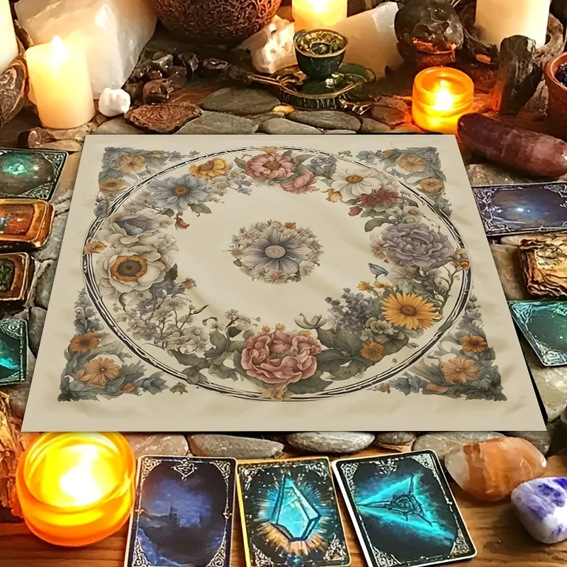 Decorative Tarot Tablecloth Mat Crystal Wicca Tarot Spread Cloth 60x60cm Bohemian Spiritual Boho Altar Reading Mat