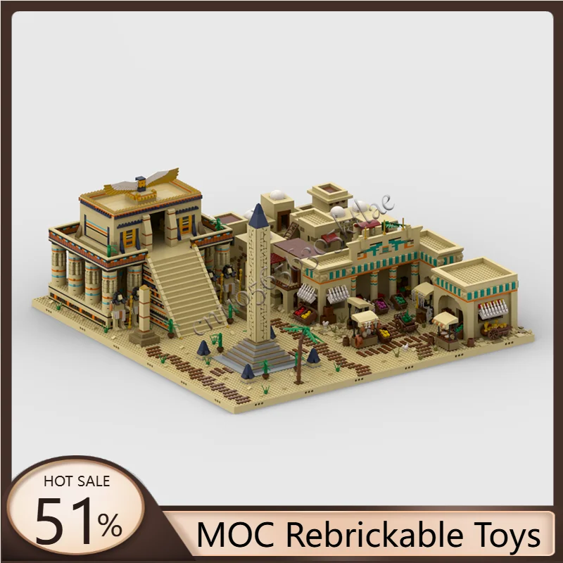 NEW 9916 PCS Medieval Ancient Egypt Diorama Building Block Retro Architecture Model Display Assembly Toy For Kids Christmas Gift