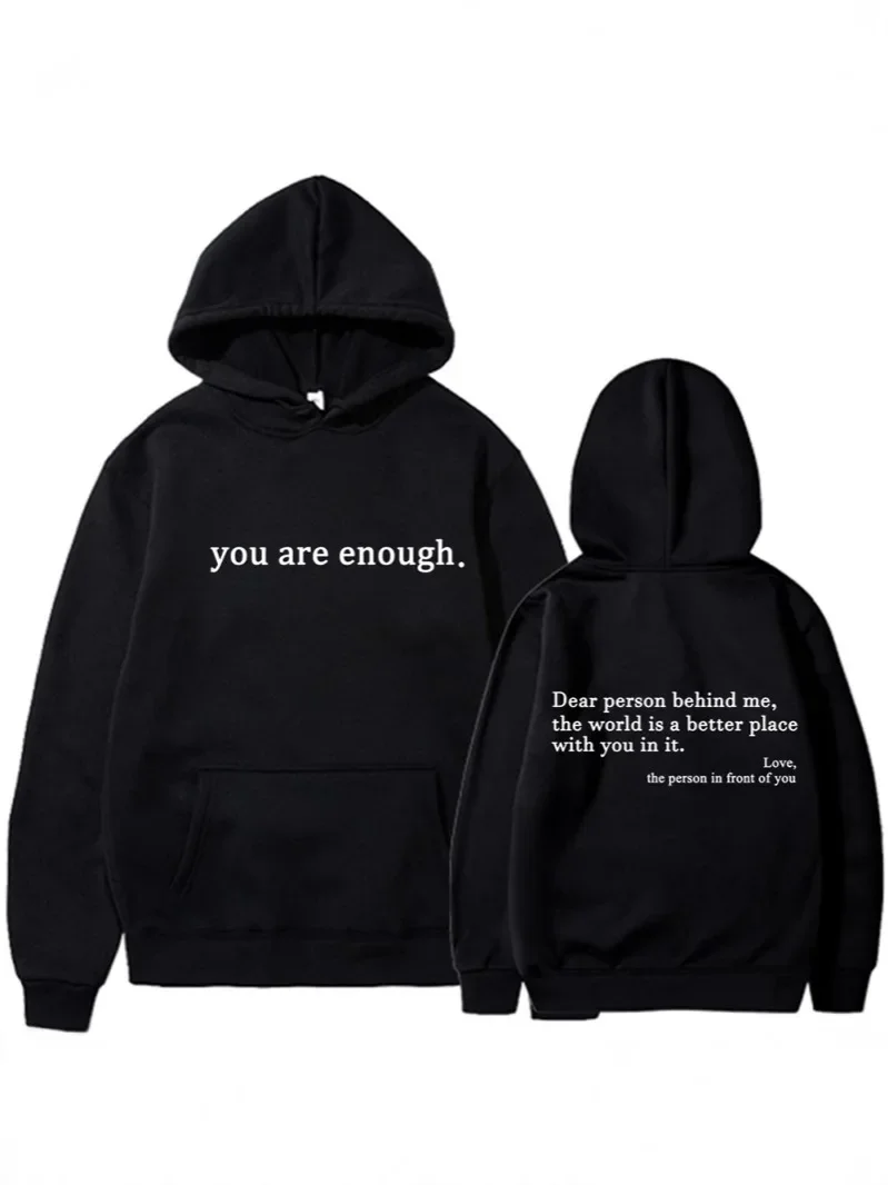 Dear Person Behind Me Mens Hoodie With Kangaroo Pocket Pullover Vintage Women Hoodie with Words on Back Unisex Trendy Hoodies