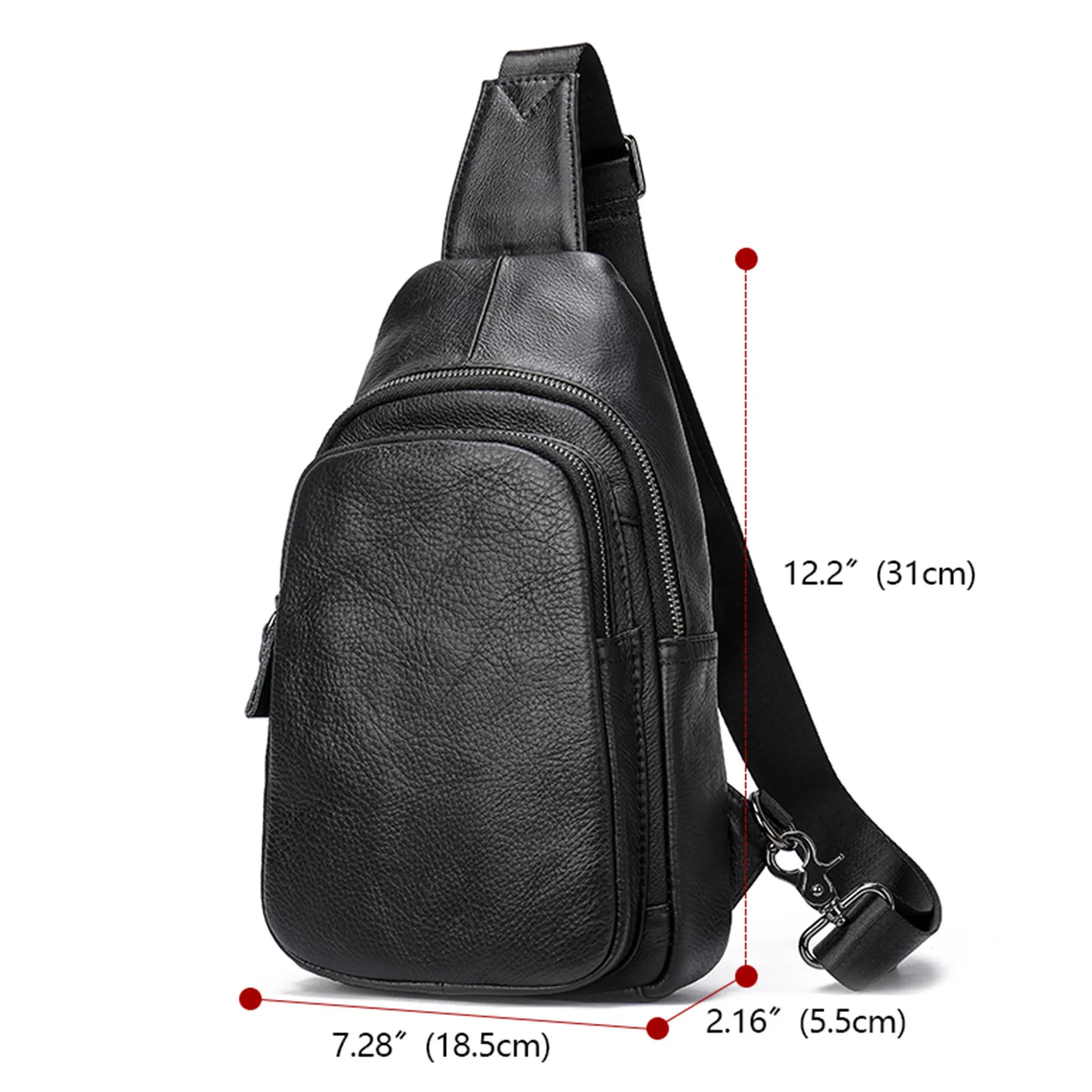 Bolso de pecho de cuero genuino para hombre, bandolera de cuero de vaca suave, color café negro, novedad de verano