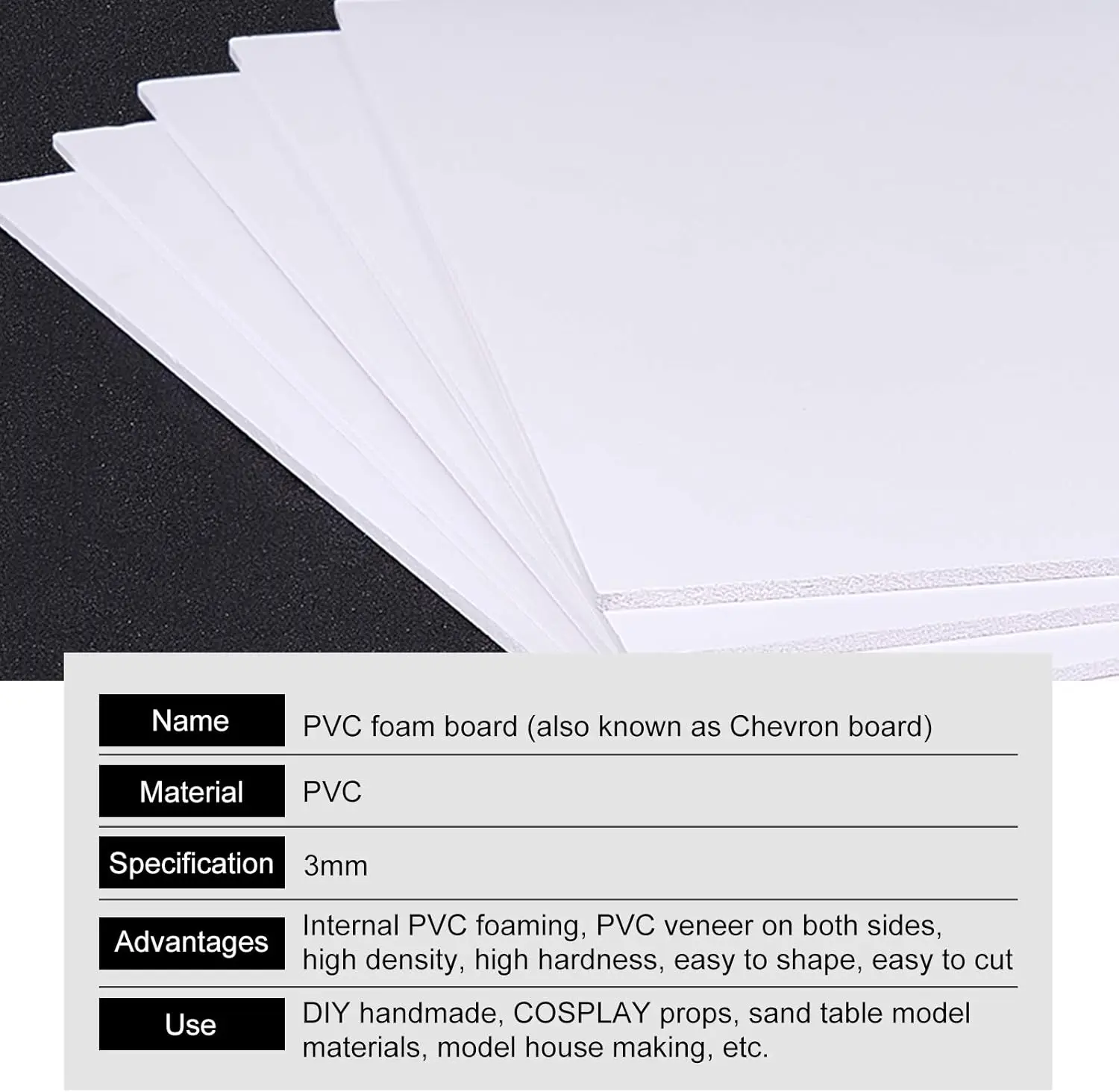 1 2 3 5 Sheets 3mm White Foam Boards 11.8x7.8inch Rectangle Foam PVC Sheet Poster Board Mount Board