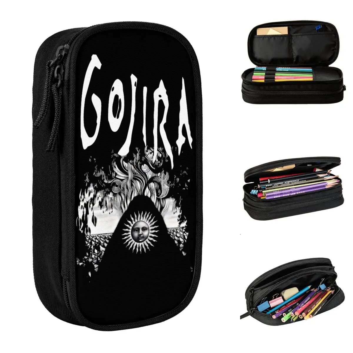 Gojiras-estuches clásicos para lápices de banda de Rock, portalápices para estudiantes, bolsa de almacenamiento grande, suministros escolares, regalos, papelería