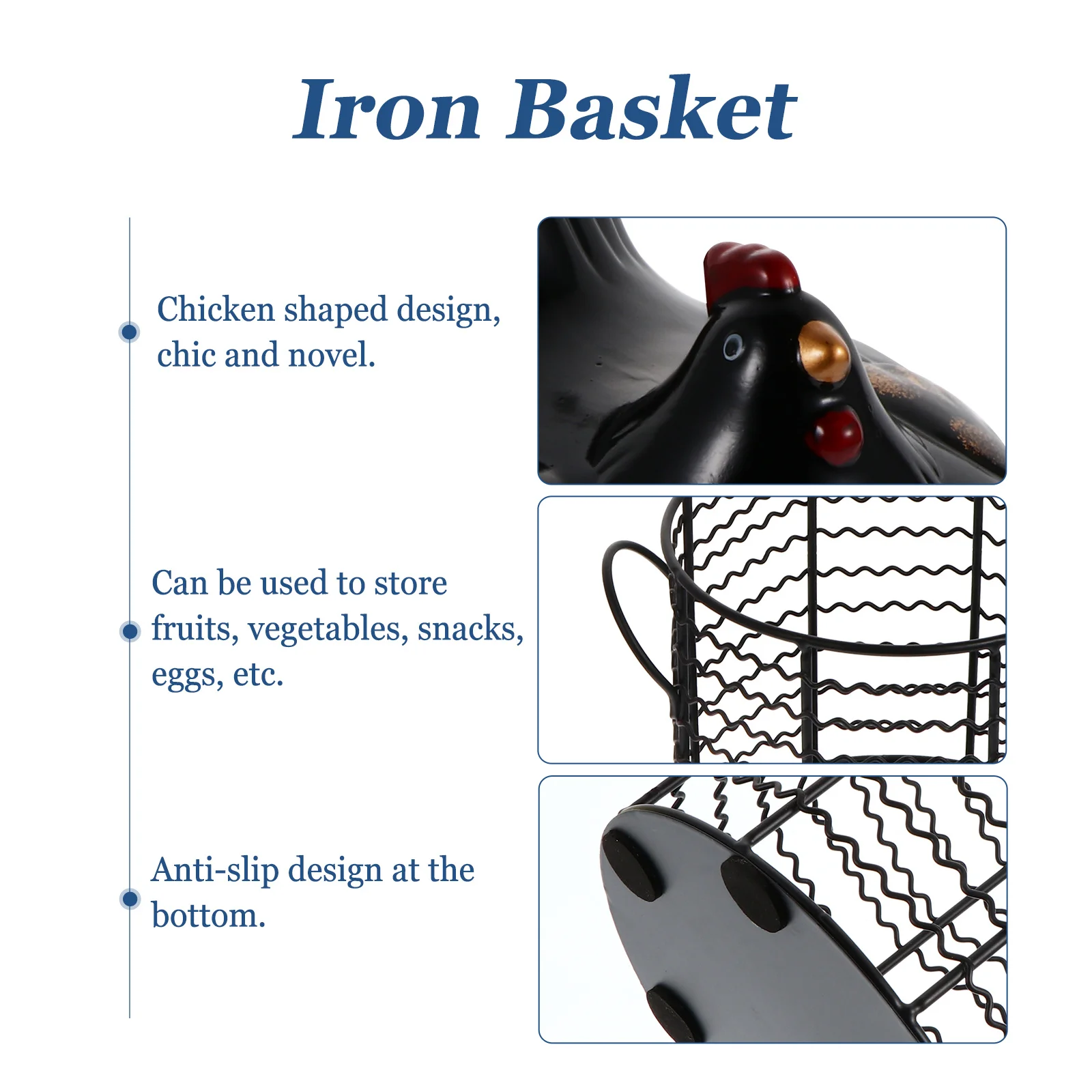 

Multifunctional Kitchen Storage Basket Ceramic Iron Egg Holder Fruit Vegetable Storage Box Large Capacity Food Organizer