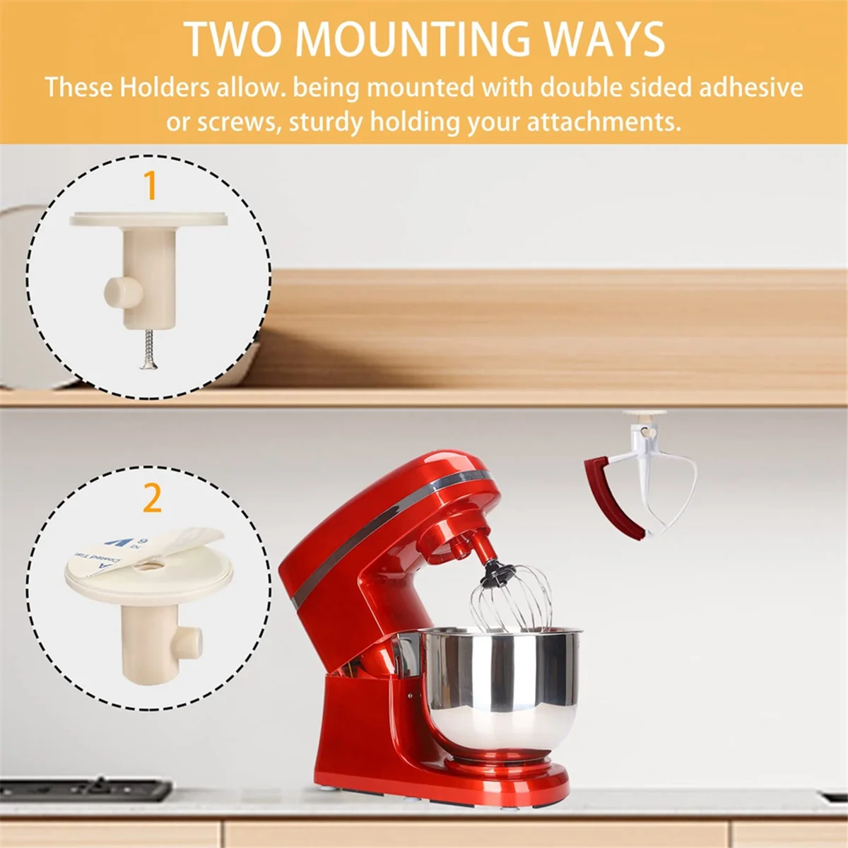 popular 4Pcs Stand Mixer Holders, Kitchen Storage Organizer with Screw-In Mixer Attachments Organizer