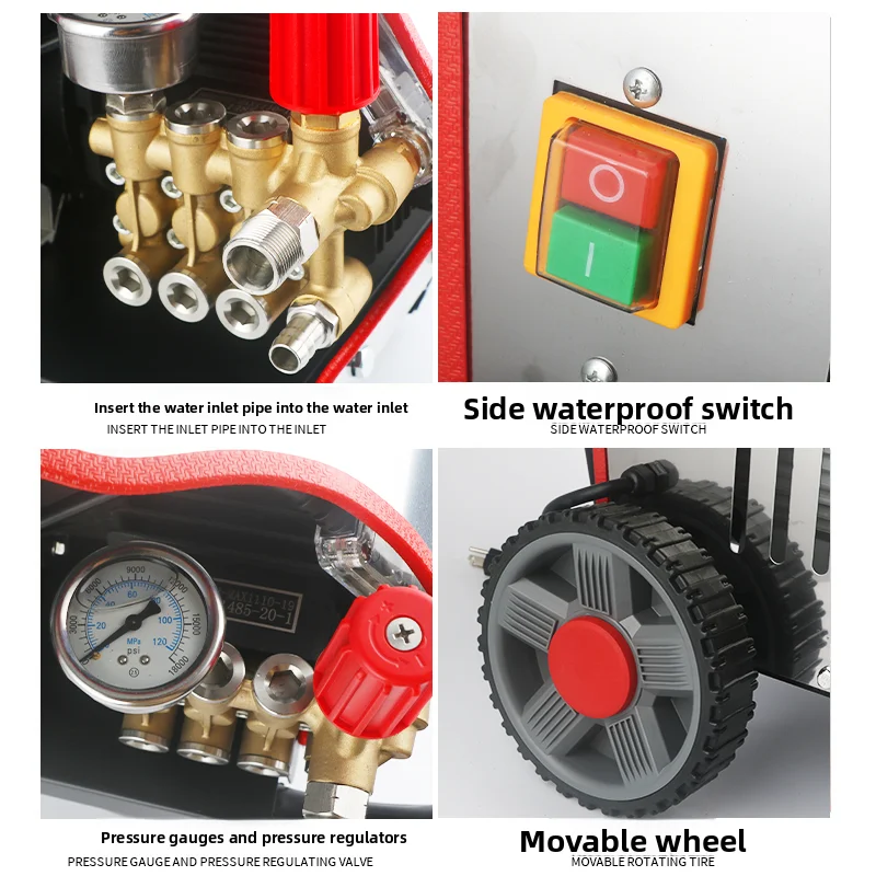 110V Car Washing Machine Commercial Ultra-high Pressure Cleaning Machine, Pure Copper Car Washing Water Gun