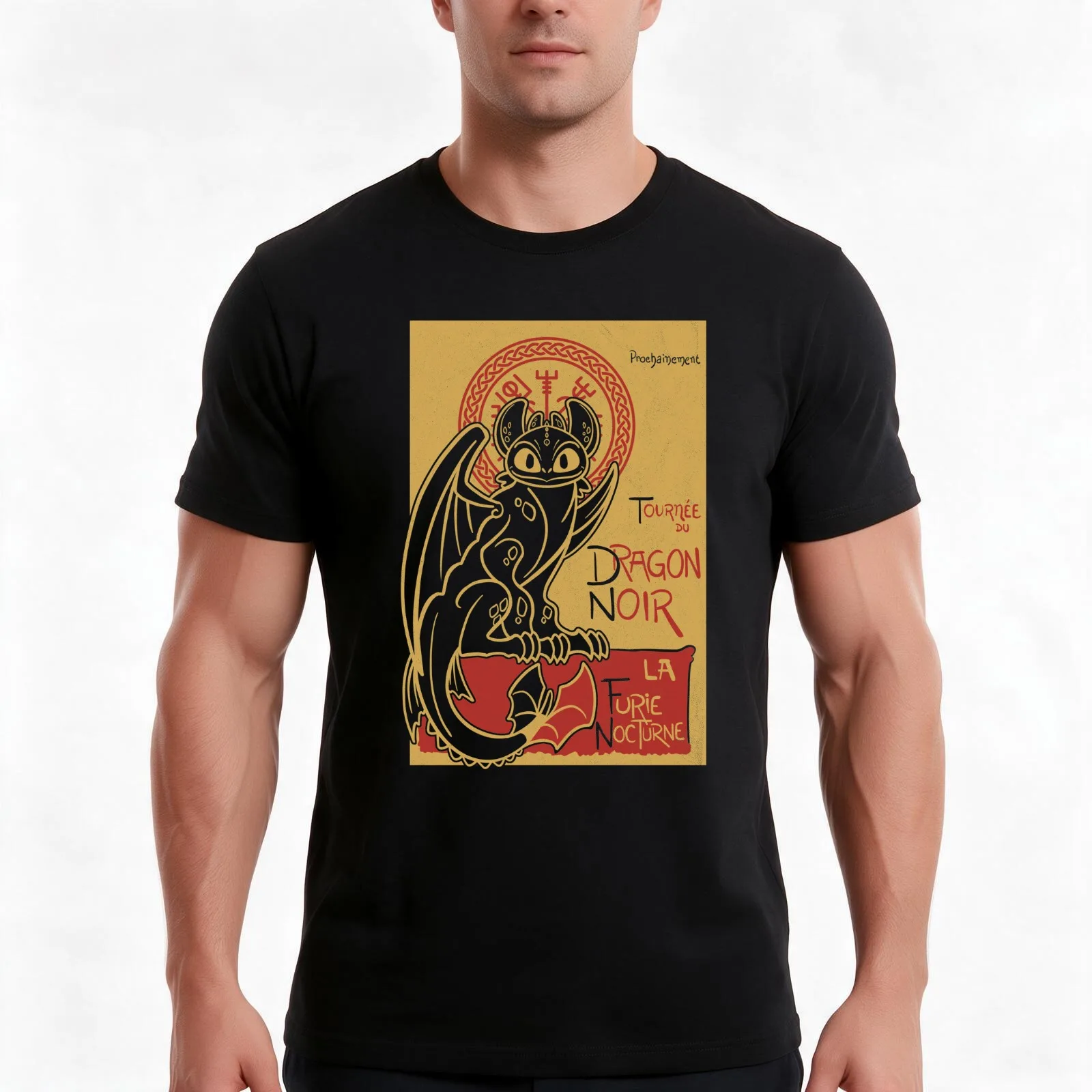 La Furie Nocturne T-Shirt, Summer Casual Cotton Tee, Oversized Streetwear Tops, Vintage Graphic Print, Loose Fit Short Sleeve