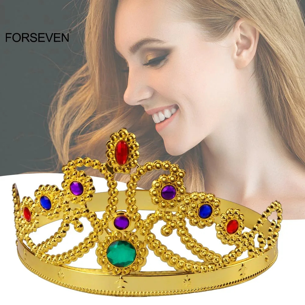 Plastic Royal King Crowns Tiaras Princess Diadem Sceptre Adults Kids Halloween Birthday Party Costume Cosplay Hair Accessories