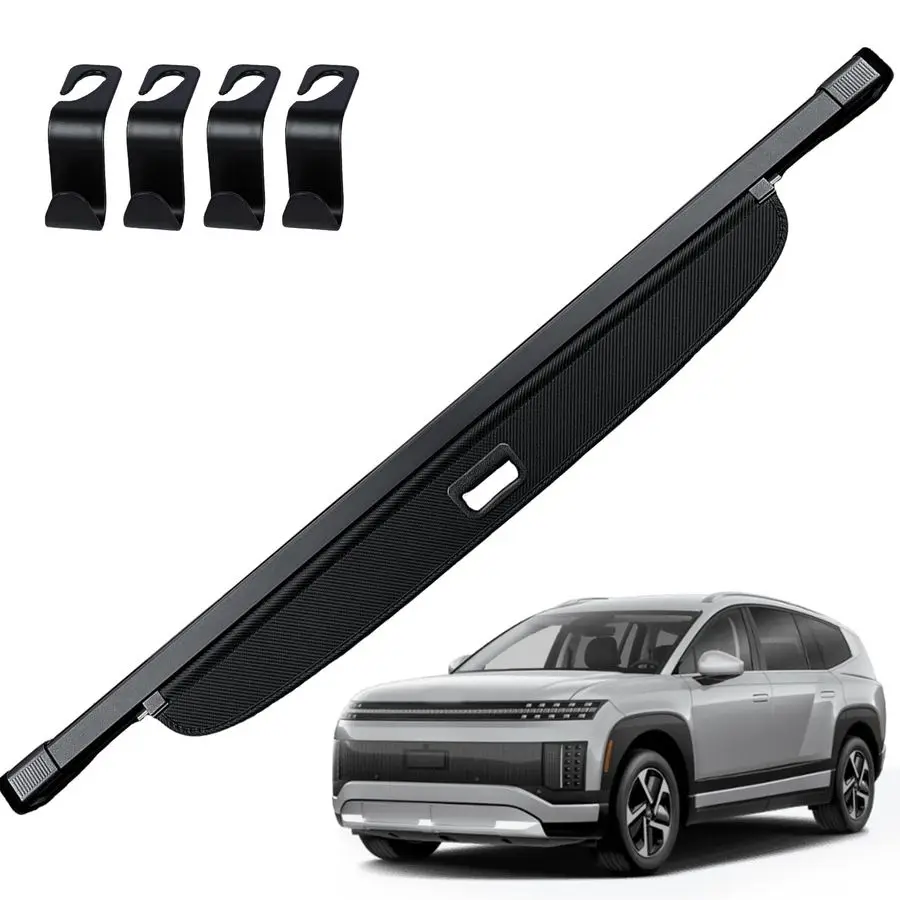 

Retractable Cargo Cover for 2026 Hyundai Ioniq 9 with 4PCS Car Headrest Hooks, Trunk Cargo Cover Luggage Security Shade Cover Sh