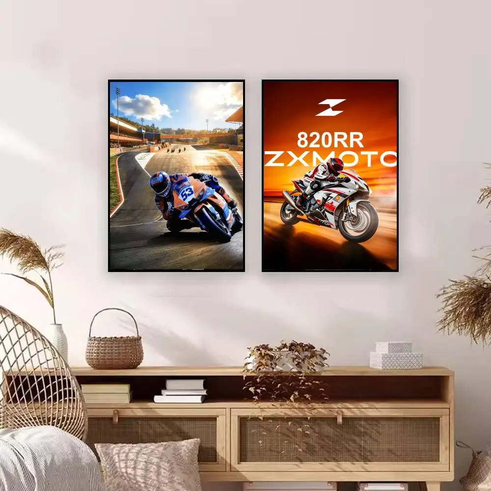 Art Z-Zhang Xue Motorcycle Poster Premium Art Wall Decor, Simple Ornament for Living and Leisure Areas
