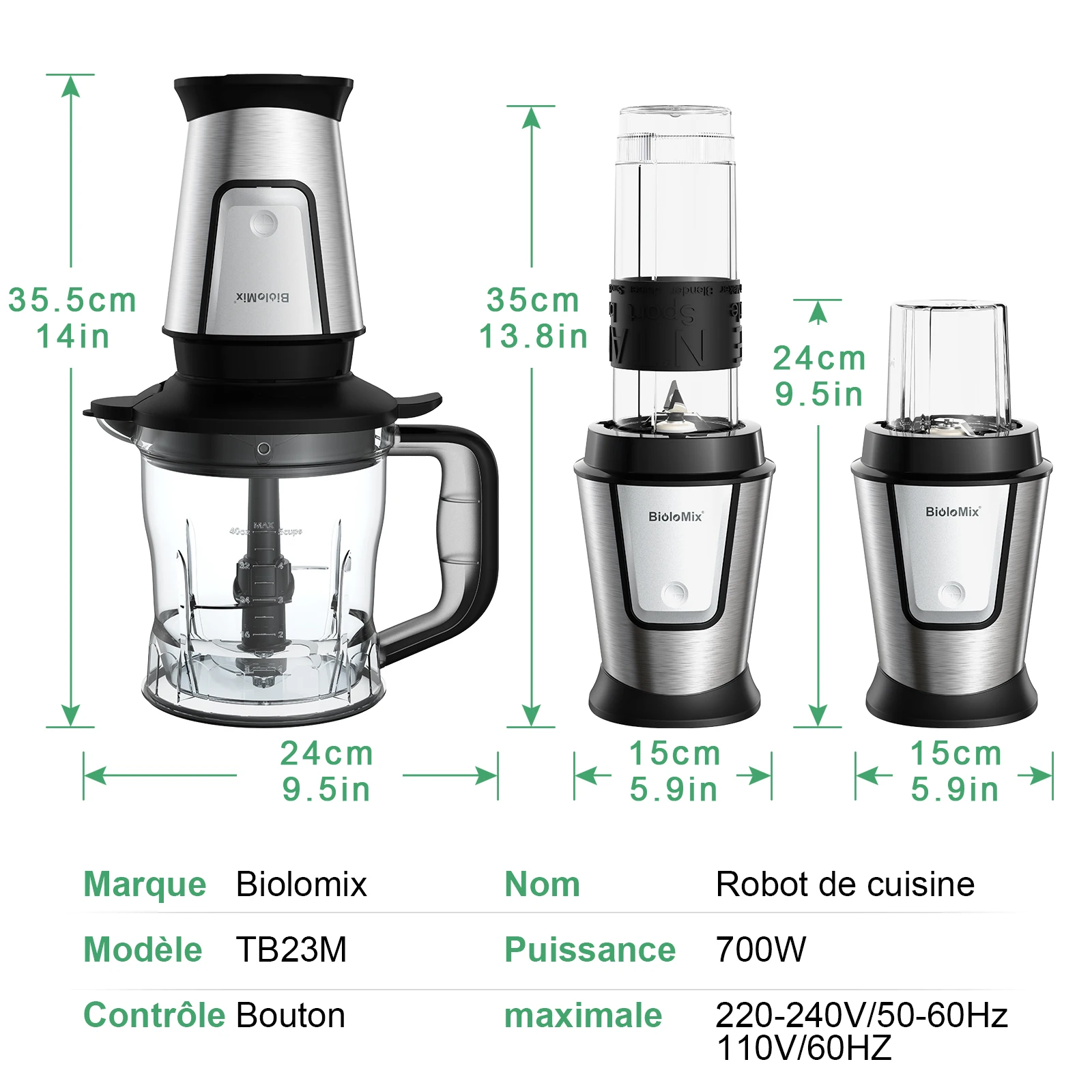 Bild 7: Biolomix 3-in-1 multifunktion ale Küchenmaschine 700w tragbarer Entsafter Mixer persönlicher Smoothie Mixer Lebensmittel hacker und Trocken mühle