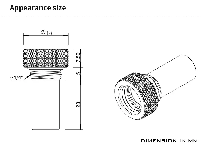 Barrow External flow direction fitting Length 20mm/50mm Adjust Liquid Fill to Reservoir Water cooling fitting TWDLG-S TWDLG-L