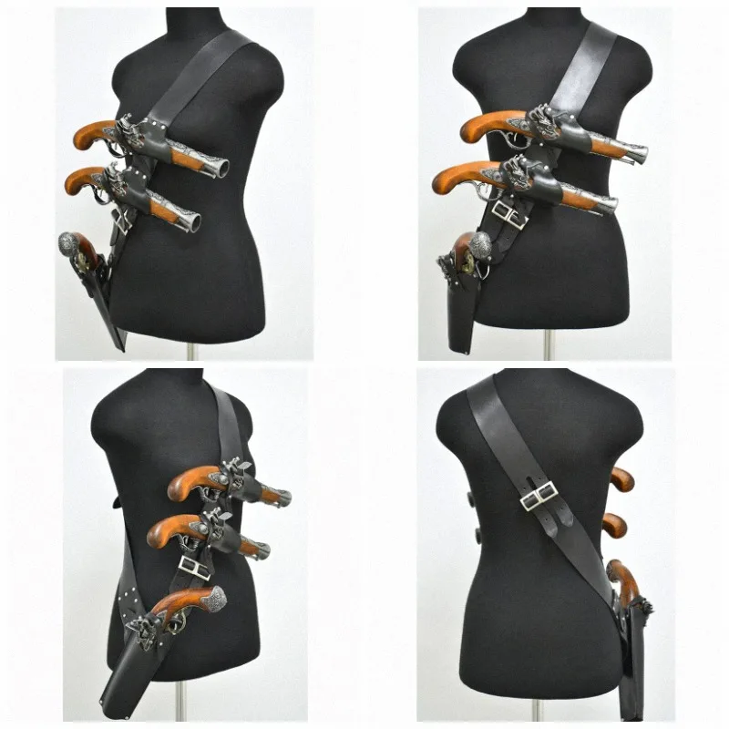 Cinturón de Cuero Medieval Renacentista Pirata, Funda para Pistola, Accesorio de Disfraz de Caballero Punk, Accesorio de Cosplay