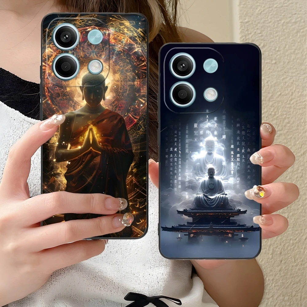 Buddha Buddhism Mobile Smart Phone Case for Xiaomi Redmi Note 13 12 11 10 9 8 7 6 S A Pro Lite Plus 5G Black Phone Cover Shell