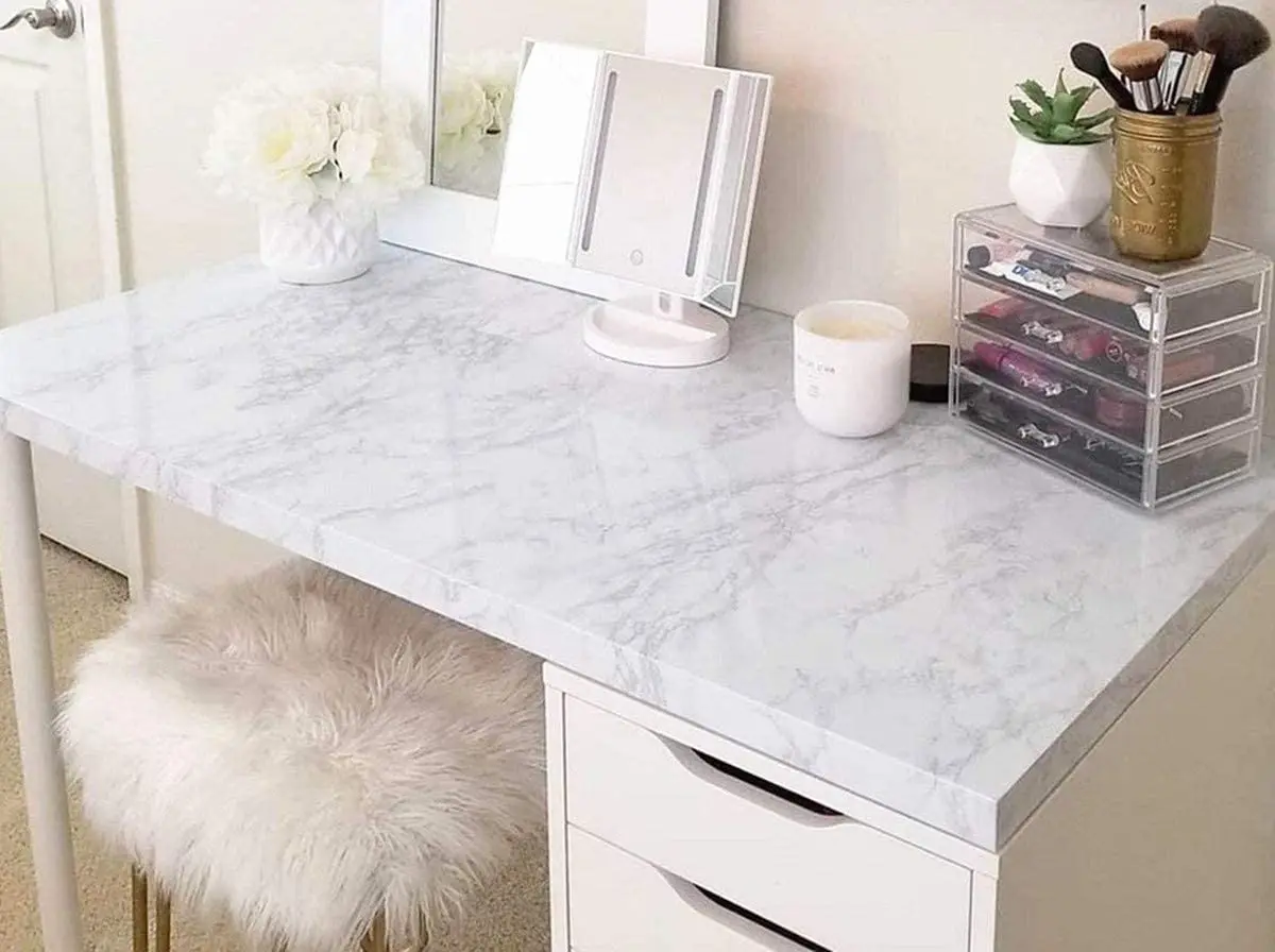 80ซม.Marble Wallpaper หินแกรนิตกระดาษสำหรับเฟอร์นิเจอร์เก่า Self Adhesive และถอดออกได้พื้นผิวหินอ่อนกระดาษ Peel และ Stick