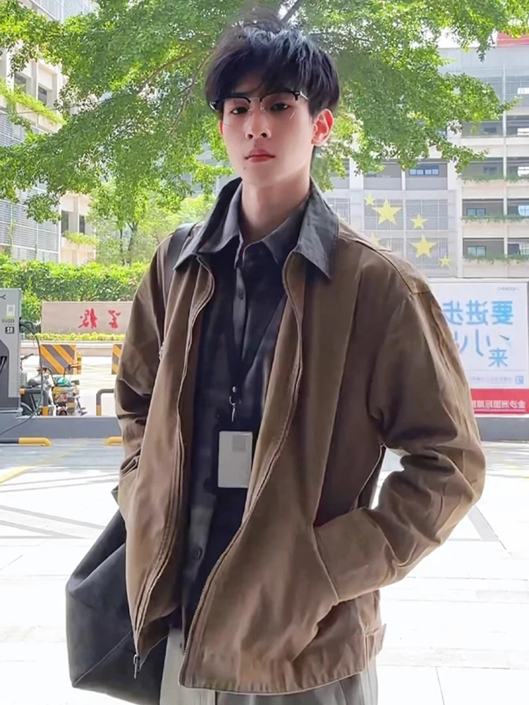 

Detroit Workwear Jaet Men's Autumn Turn-down Collar Coat with High Street Vibe Straight Leg Pants Faion Set for Teens