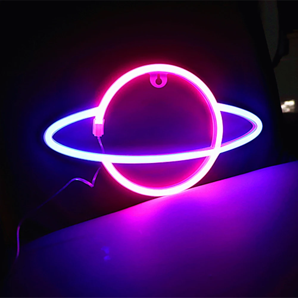 LED Planet Neon Lights USB o alimentato a batteria Planet insegne al Neon per la decorazione della parete estetica Hanging Planet Led Signs for Bedroom