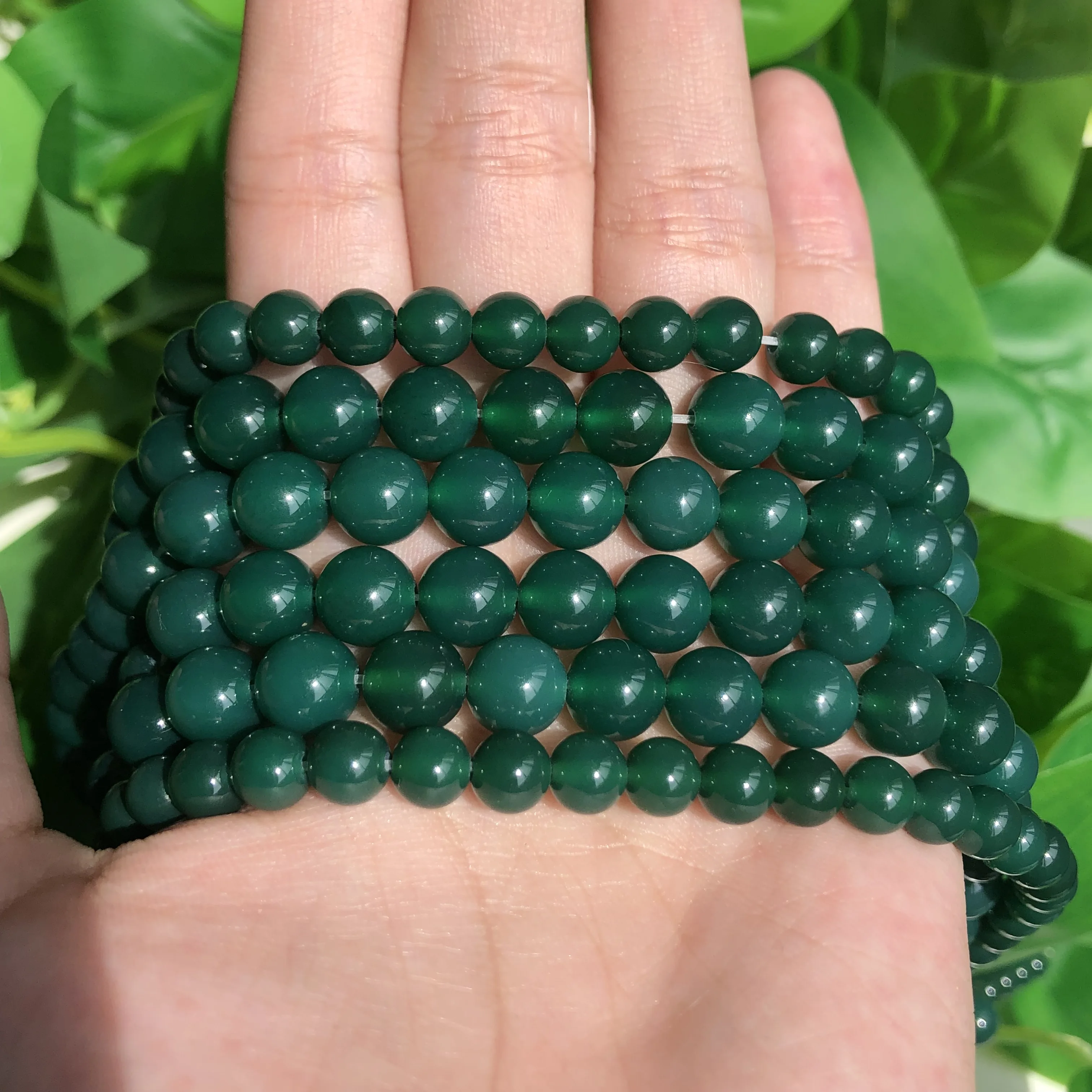 Natural Green Agates Stone Beads Round Smooth Loose Beads For Jewelry Making DIY Bracelet Accessories 6/8/10mm Strand 15\'\'