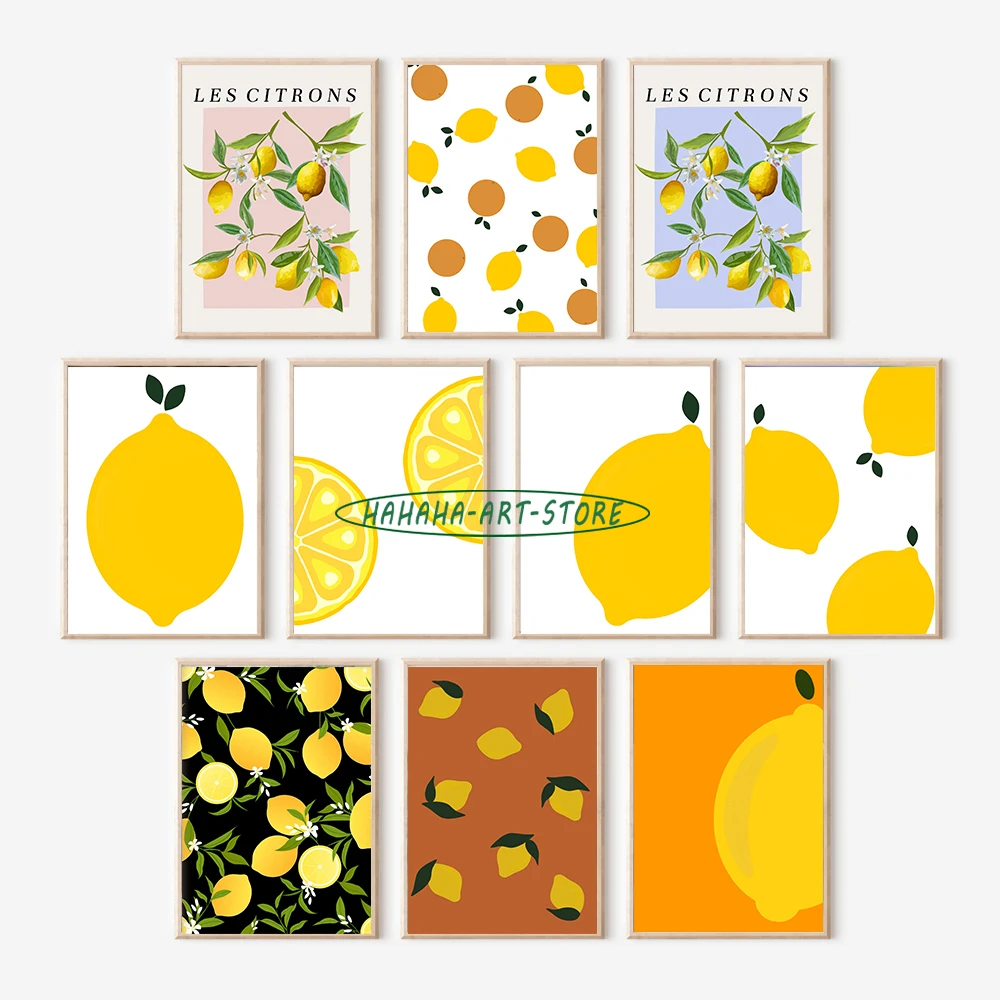 Fruit Lemon Modern Painting Poster Home Living Room Kitchen Aesthetic Decor Lemon Prints Fruit Canvas Printing Poster Wall Decor