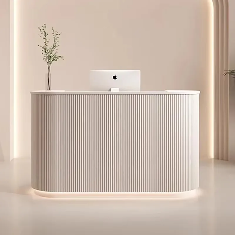 Bureaux de réception classiques éclairés, bureaux de réception de Salon de luxe nordique minimaliste, meubles de Bar de beauté blancs