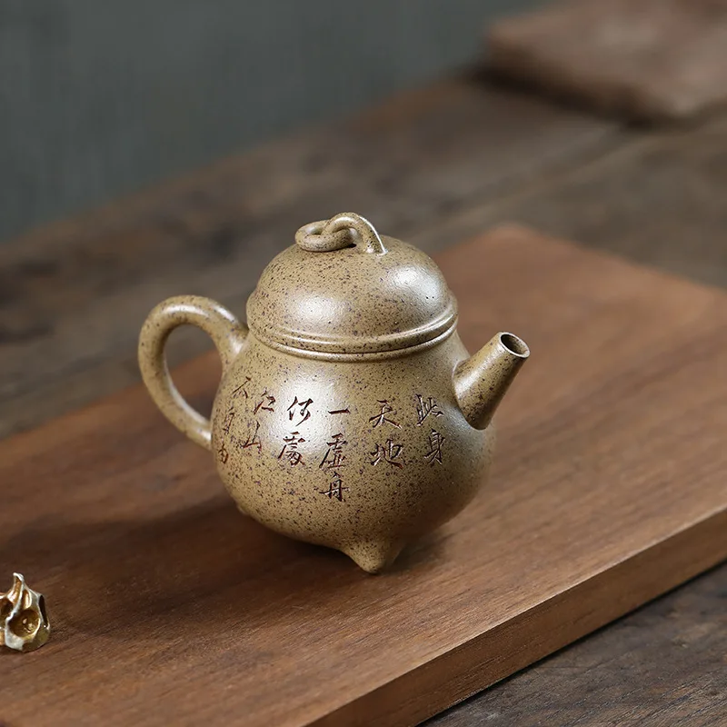 Factory Direct Supply Yixing Zisha Hand-Carved Three-Legged Ruying Teapot Chinese Style Home Office Tea Set Source