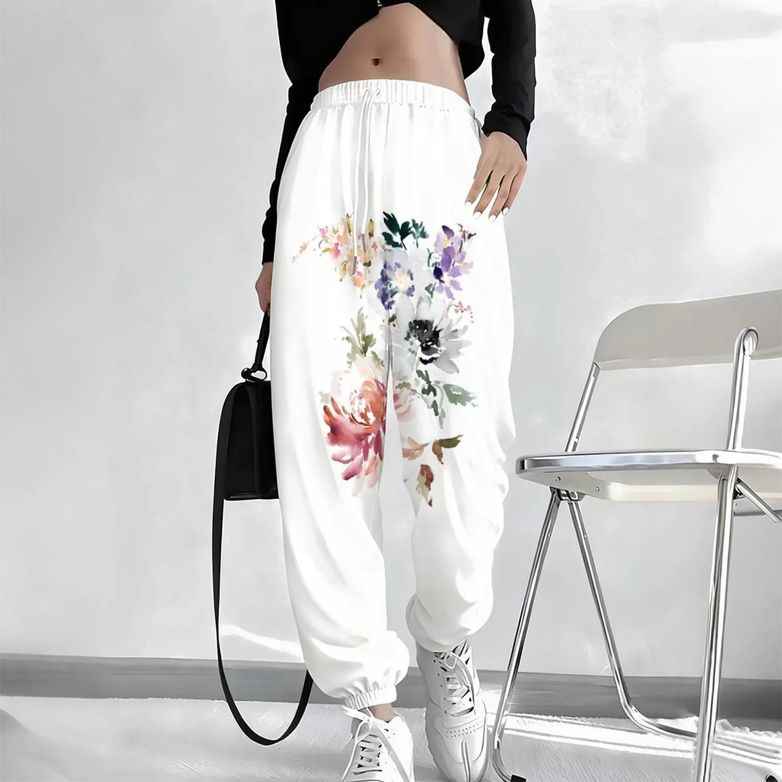 Fashion Drawstring Jogging Pants Printed Sportswear Pants Autumn Pocket Yoga Pants Winter Women's Casual Trousers