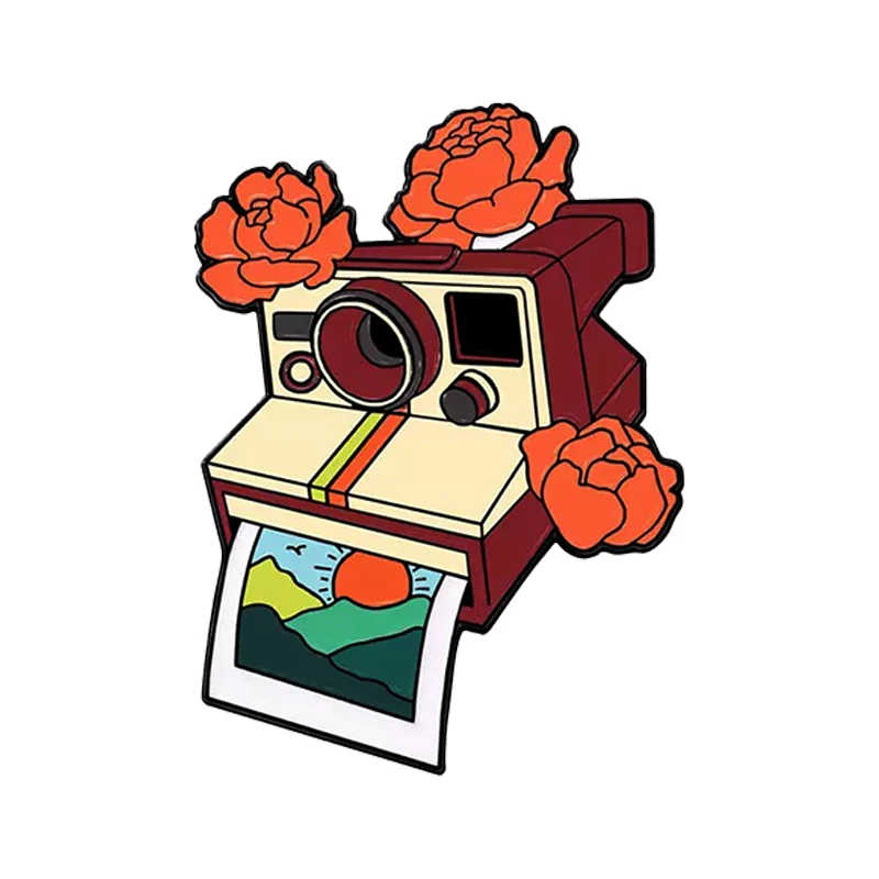 AniPins Cute Camera Pins 4-design Metal Enamel Cartoon Polaroid Camera Photos Brooch Pin On Clothes Backpack Badge Gifts