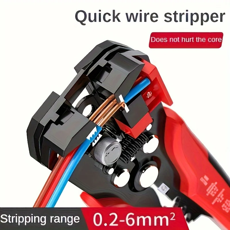 Professional Electrician's Automatic Wire Stripper - Multi-Function 24-10AWG Range Quick Peel & Cut Cable Crimping Tool