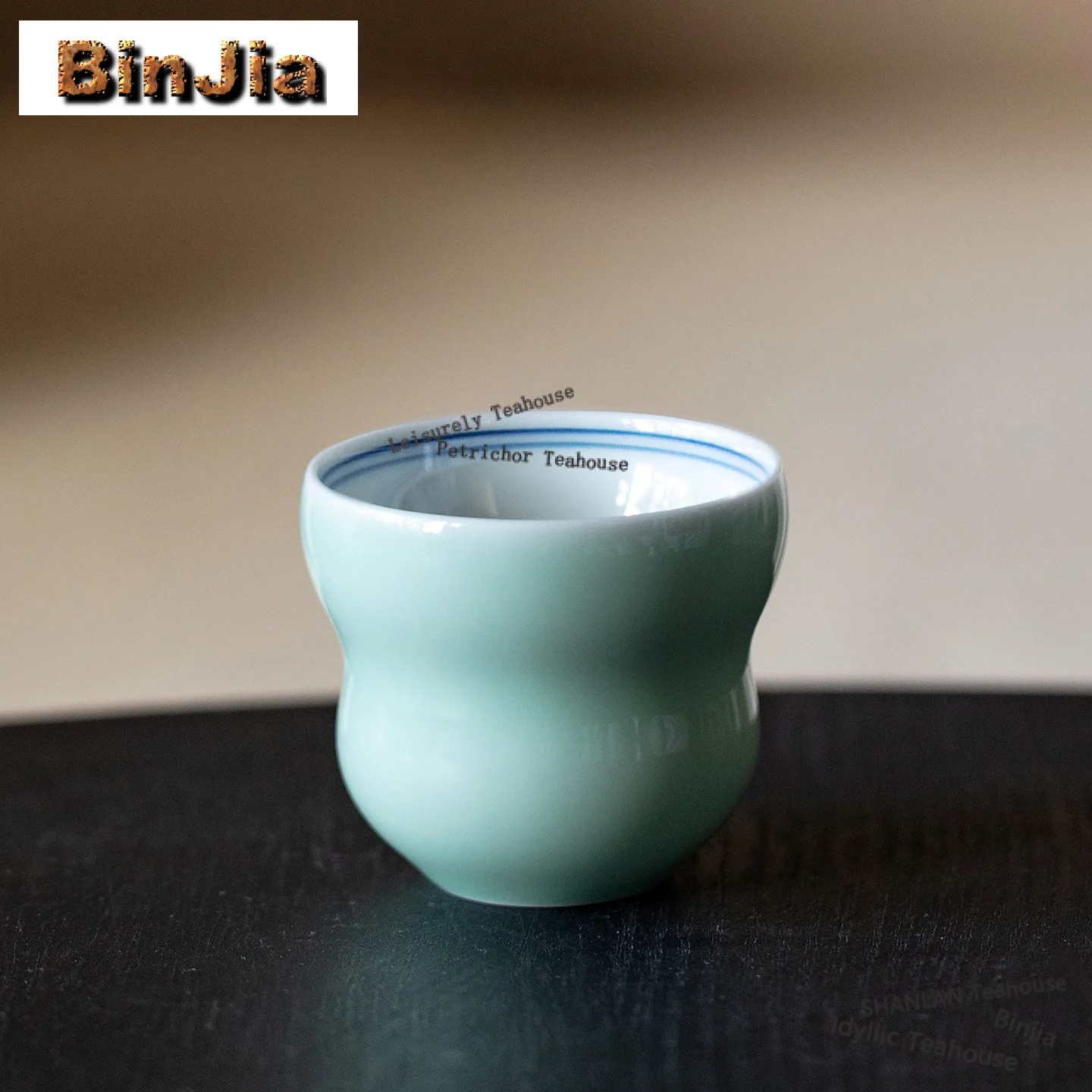 2pc/lot Bean Green Glaze Double Line Gourd Teacup Vintage Tea Bowl Set Of Cups Tea-tasting Smelling Cup Chazhan Master Cups 60ml