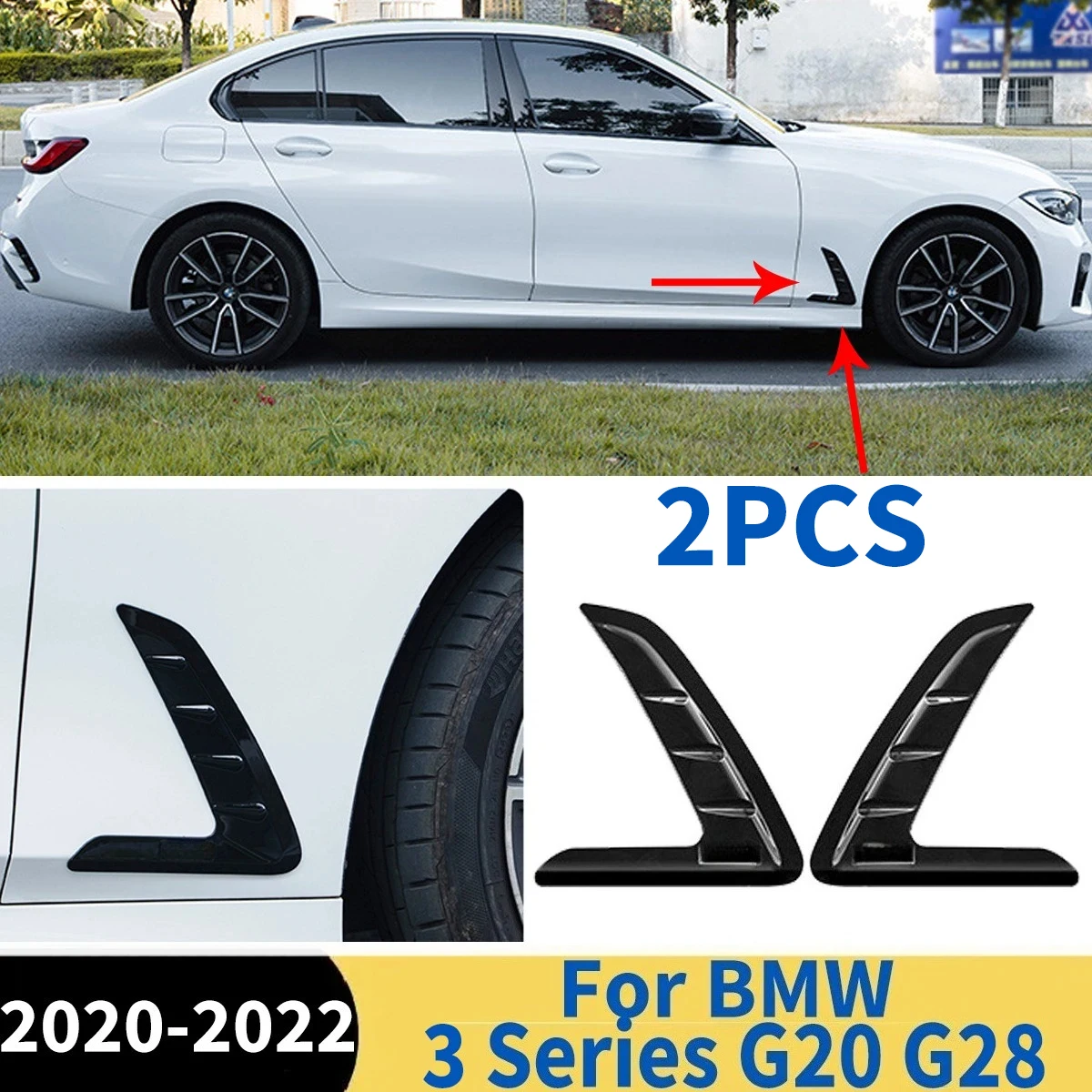 

Car Exterior Side Body Air Outlet Cover Trim Fender Decorative Stickers For BMW 3 Series G20 G28 2020 2021 2022 Body Kit Tuning