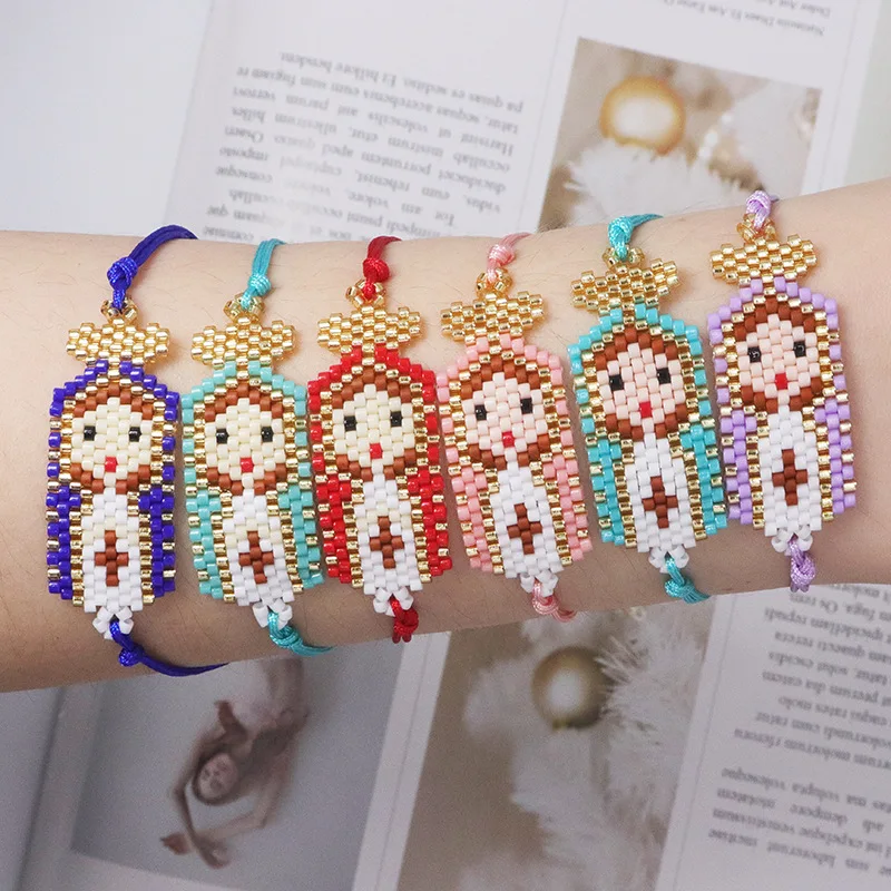 European and American cross-border personalized Virgin Mary miyuki bracelet hand-woven cartoon character glass beaded bracelet