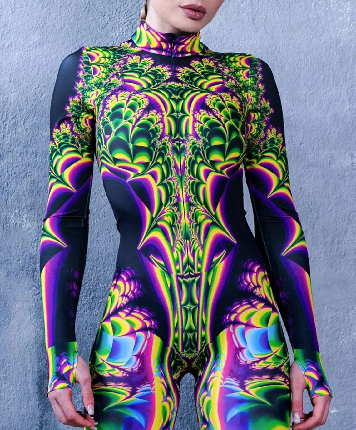 Halloween Damen Cyberpunk Roter Pfauenfeder-Jumpsuit Party Rollenspiel Steampunk Halloween Festtagskostüm Stretch-Bodysuit – Detail 8
