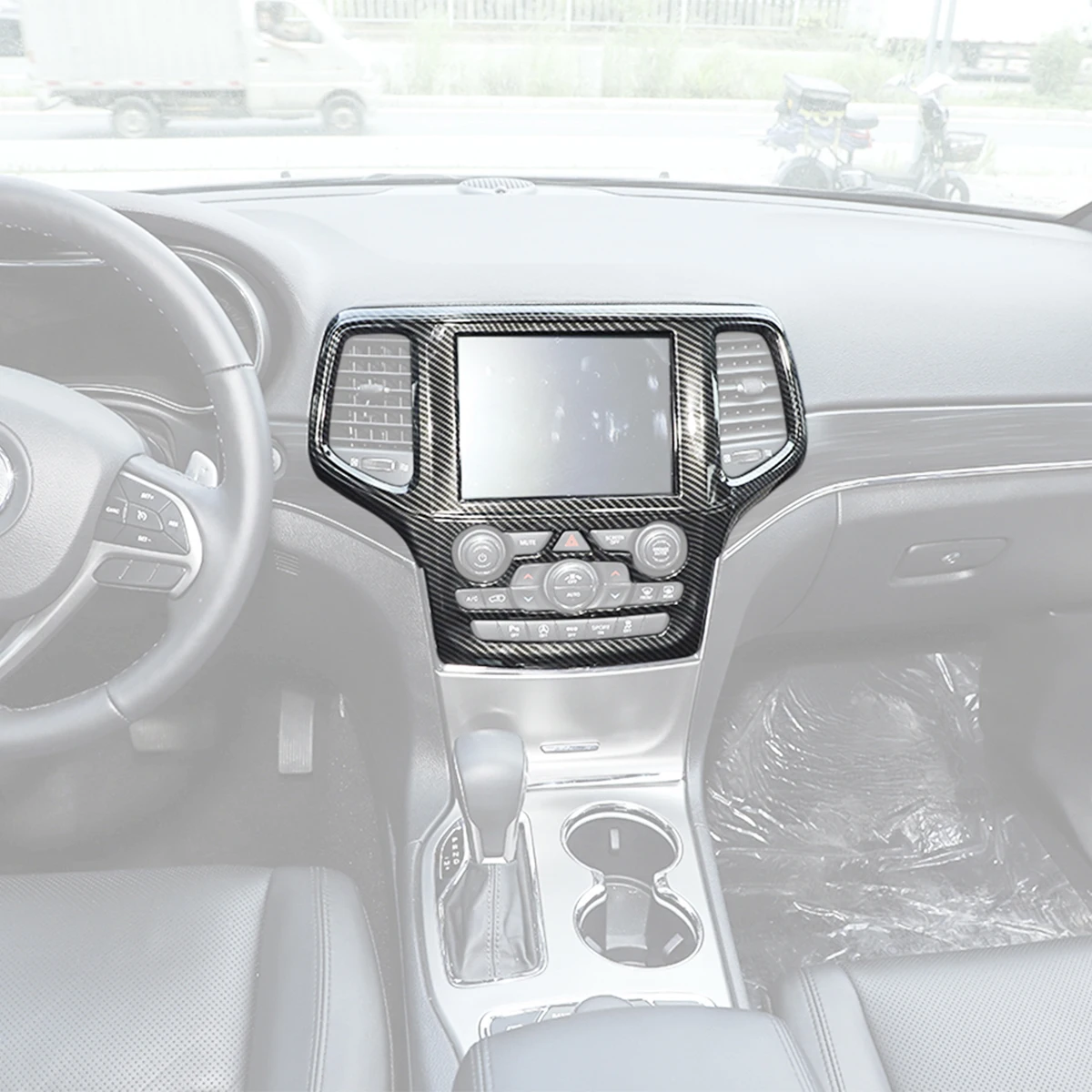 لوحة سيارة الملاحة الديكور غطاء الكسوة حامي ل جيب جراند Chrokee 2014 2015 2016 2017 2018 الملحقات الداخلية