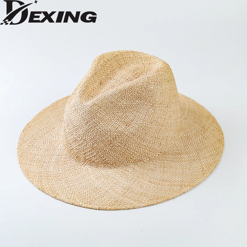 Philippine Treasure  Hand-woven Jazz Top Straw Hat Spring  Summer Light Grass Sun Hat for Women Men Fedora  Holiday Beach Hat