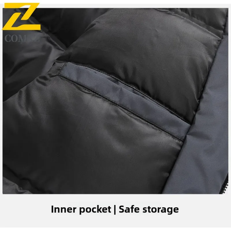 COMXZ Men Middle Aged National Standard 90% White Duck Down High Quality Down Jacket Stand Collar Minimalist Casual Business Top
