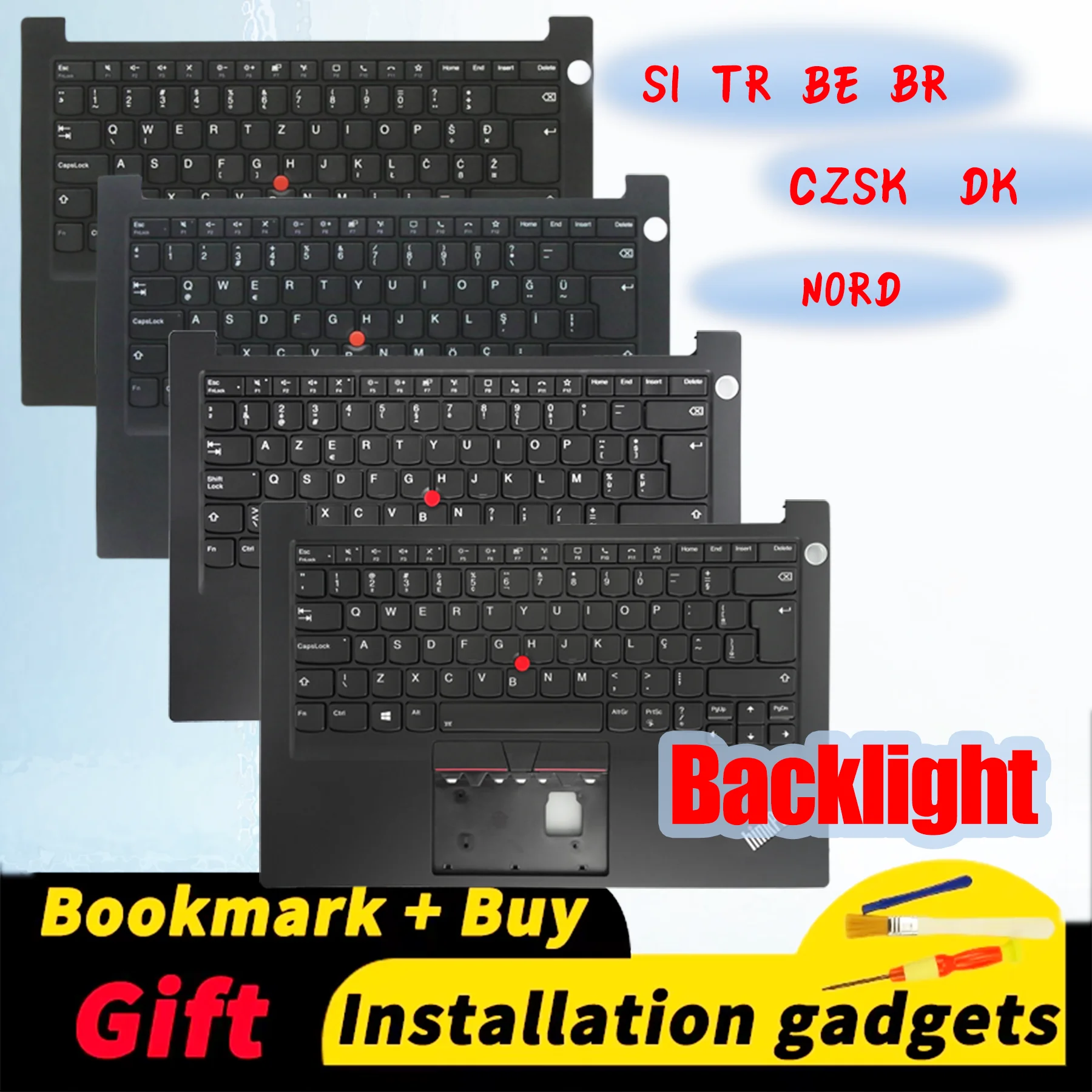 

Slovenia Turkish Belgian Brazil Czechoslovak Dansk Nordic for Lenovo ThinkPad E14 Gen2 C-Cover Laptop Keyboard with Backlight