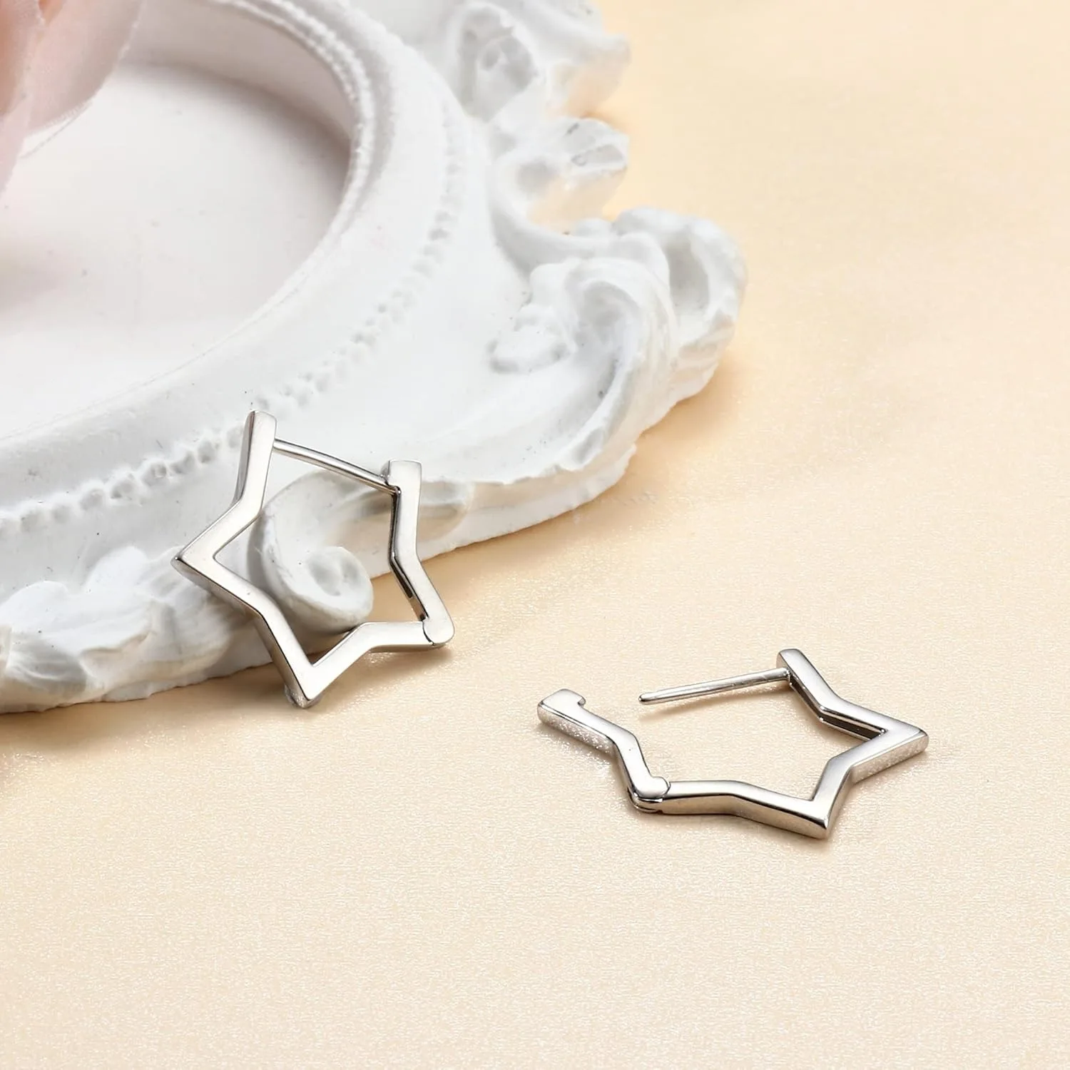 925 فضة أقراط للنساء أقراط صغيرة هيبوالرجينيك مثلث مستطيل القلب ستار البيضاوي أقراط مجوهرات