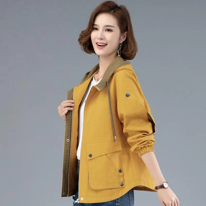 Autumn Winter Trench Coat For Women Hooded Casual Plus Size Windbreaker Tops Loose Spring Jackets Female Outerwears S-3XL