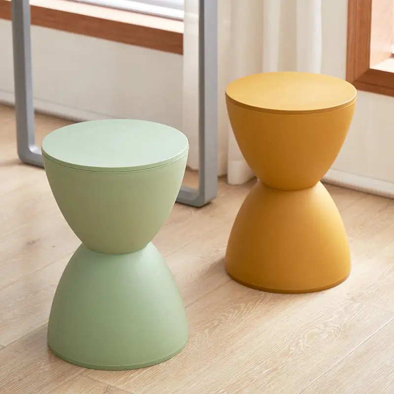 Creative Hourglass Stool Living Room Coffee Table Plastic Round Footstool Shoe Changing Stool Nordic Home Stool Indoor Furniture