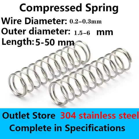 304 SUS Compressed SpringPressure Spring Outlet Store Line Diameter 0.2-0.3mm, External diameter 1.5-6mm Rotor Return Spring