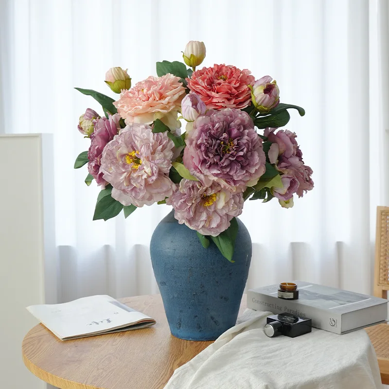 

Simulation Single Branch 2 Peonies Scandinavian Retro Home Living Room Decoration Flower Arrangement Simulation Artificial Flowe